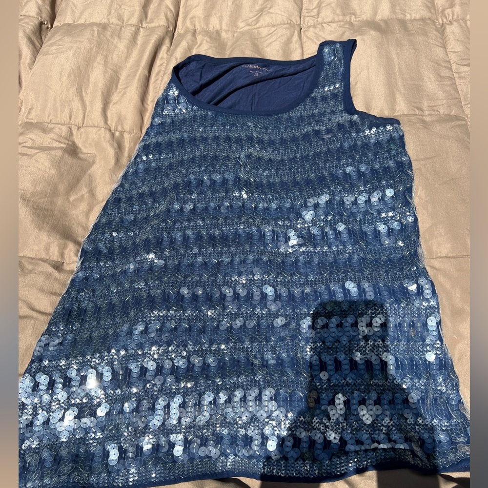 Coldwater Creek Women’s Navy Blue Sequin Tank Top